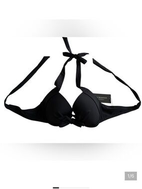 NWT Ocean Blue Black Halter Push-Up Bikini Top - Women's Swim